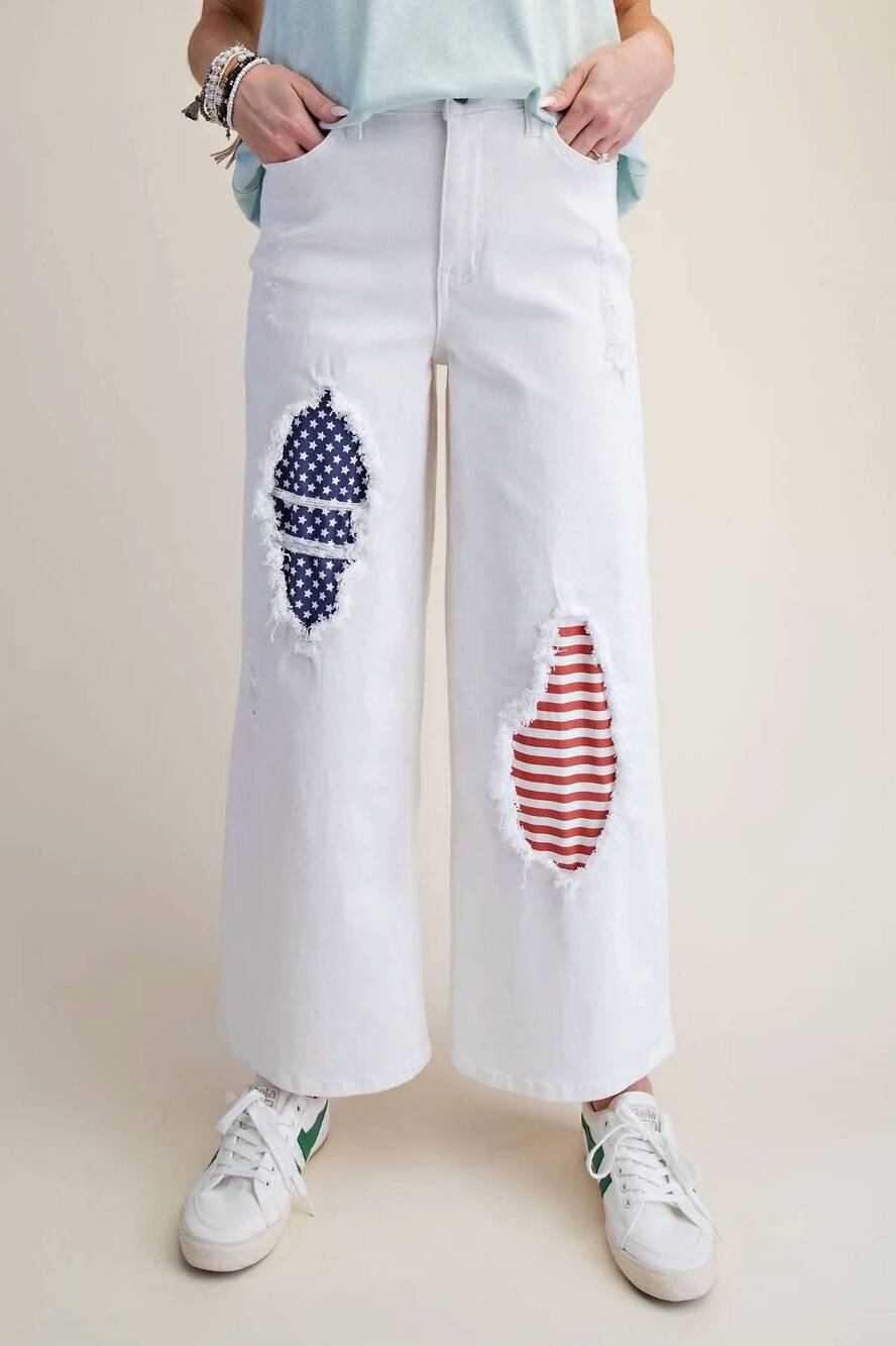 NEW EASEL patriotic pant in white